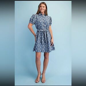 Light Blue Embroidered Women's Mini Dress